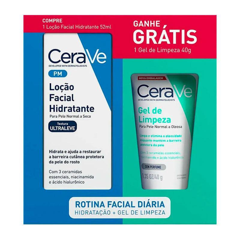 Kit Loção Facial Hidratante Cerave Ultraleve 52ml + Gel de Limpeza Cerave Pele Normal a Oleosa 40g em Oferta na Shopee