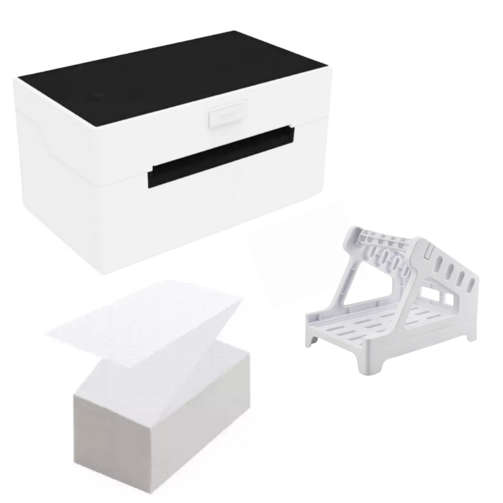 Impressora de Etiqueta de Envio Térmica + Suporte de Etiquetas + 500 Etiquetas 10x15 em Oferta na Shopee
