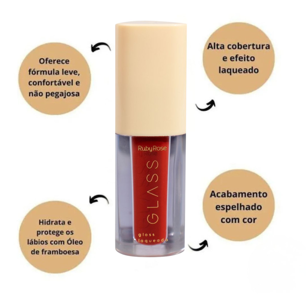 GLOSS LABIAL BG04 GLASS LAQUEADO RUBY ROSE 3ML · foto 2