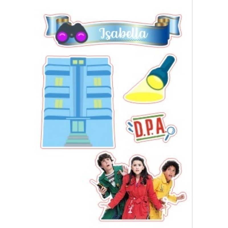 Topo Topper de Bolo Detetives do Predio Azul D P A DPA Personalizado Nome Idade 3