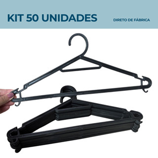 Kit 50 Cabides Multifuncional Preto Adulto Direto de Fábrica - ESTRELA G007 em Oferta na Shopee