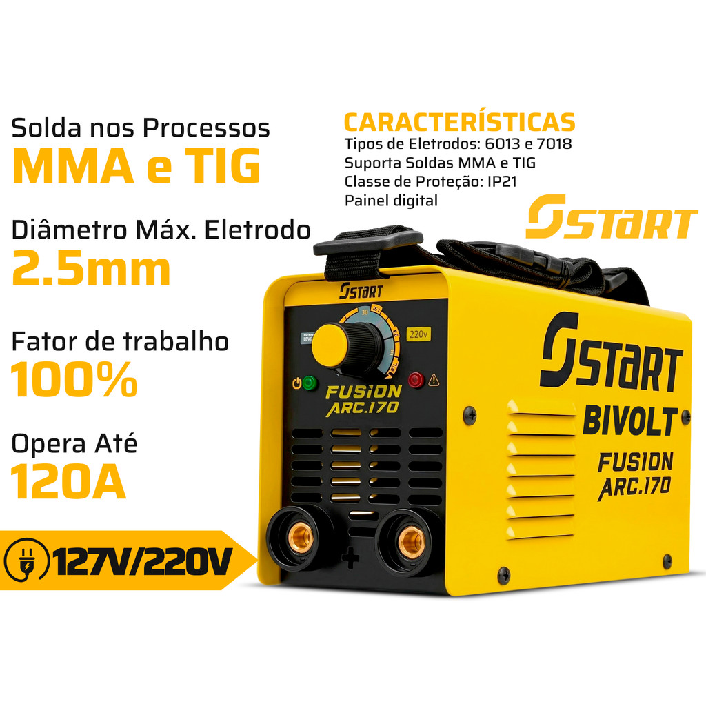 Máquina De Solda Inversora 170a Portátil Mma Tig Bivolt Start Com Acessórios Fusion Arc 170 · foto 2