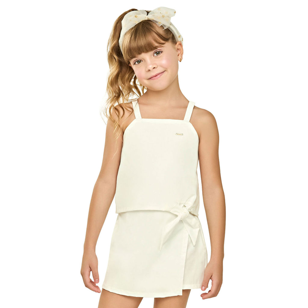 Conjunto Infantil Menina Com Amarração Elian Bege