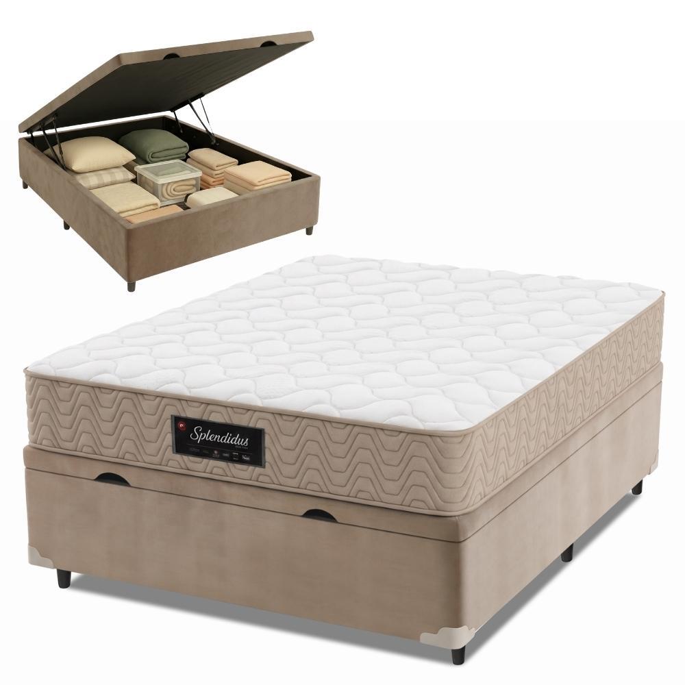 Cama Box Baú Colchão Casal Molas Ensacadas Splendido 138x188x65cm Munhoz