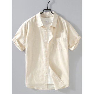 Camisa de lapela de manga curta de linho de cor sólida masculina respirável confortável camisa de linho de algodão juven
