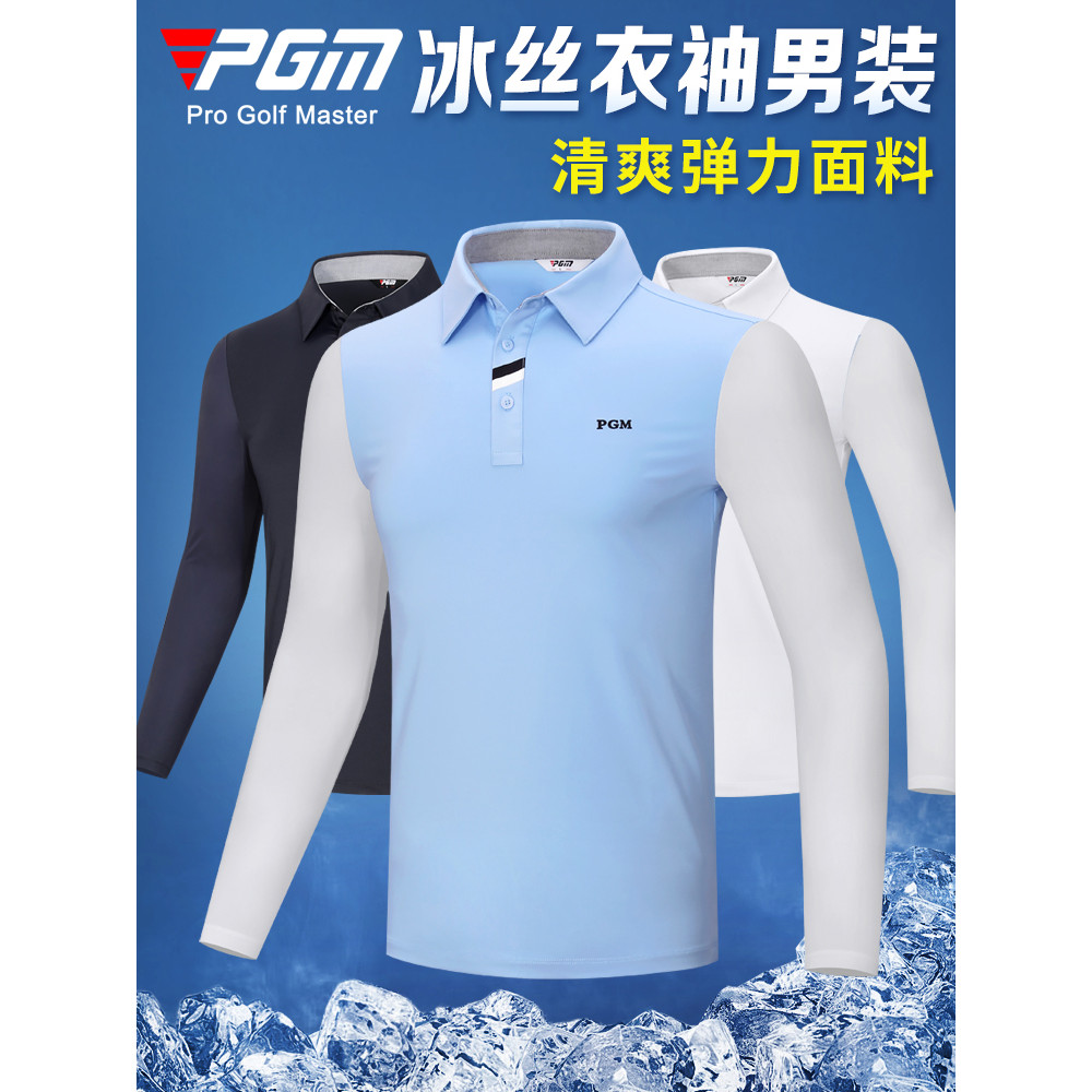 PGM roupas de golfe masculinas protetor solar de seda gelo roupas de manga comprida camiseta topo verão roupas masculina