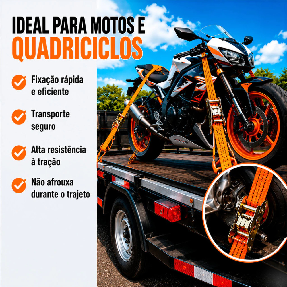 Kit 6 Cintas com Catraca para Amarração de Carga 3 Toneladas 10 Metros Muke Tools · foto 2