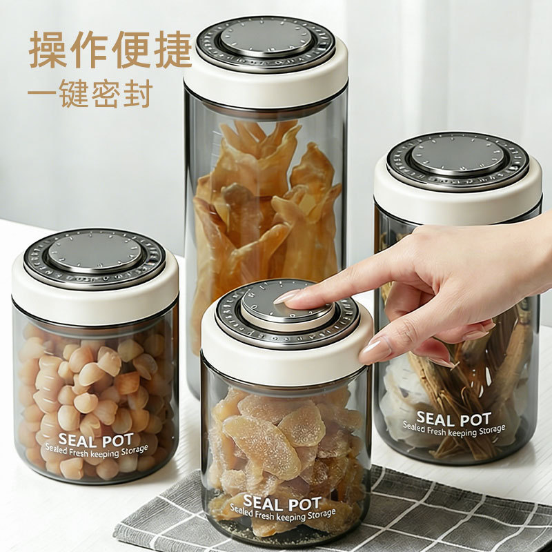 [Novo produto] Frasco hermético tipo Push Frasco de armazenamento transparente de qualidade alimentar Cozinha Produtos s