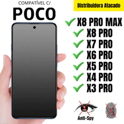 Película Cerâmica Privacidade Fosca 3D P/ Poco X8 Pro Max / X8 Pro / X7 Pro / X6 Pro / X5 Pro / X4 Pro / X3 Pro Antispy