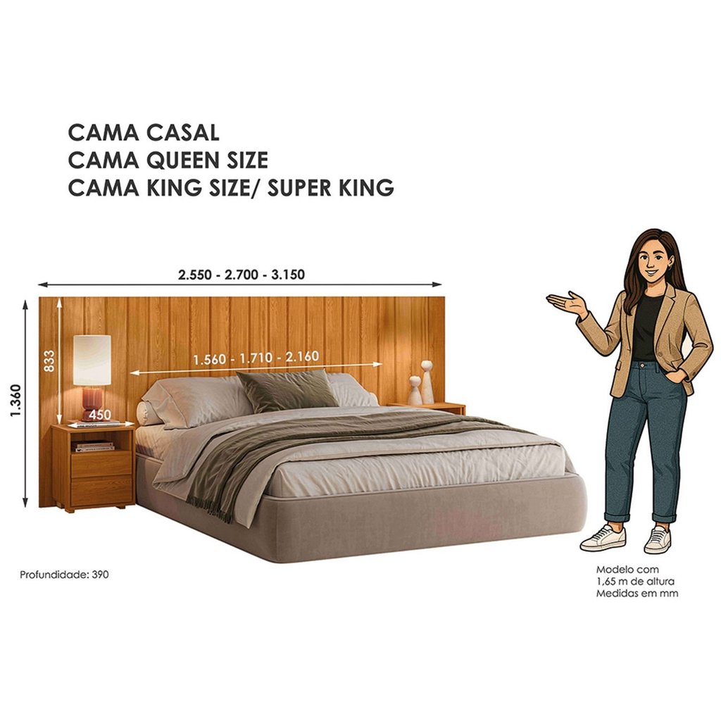 Cabeceira Extensível para Cama Solteiro/Casal/Queen/King Ripada 100% MDF Cinamomo/Off White