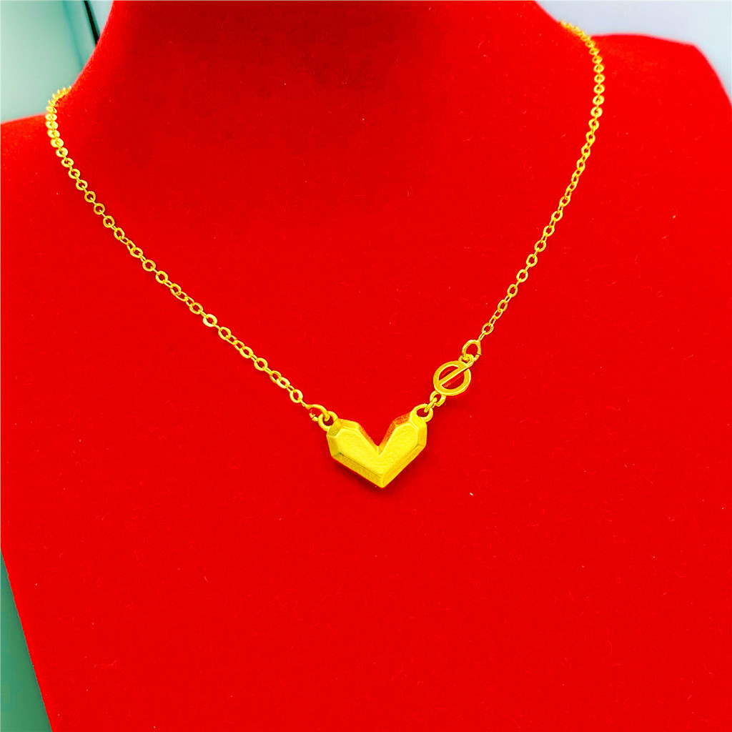 Amo você e vida com um coração tridimensional amor clavícula conjunto corrente imitação de ouro ouro banhado a ouro cola