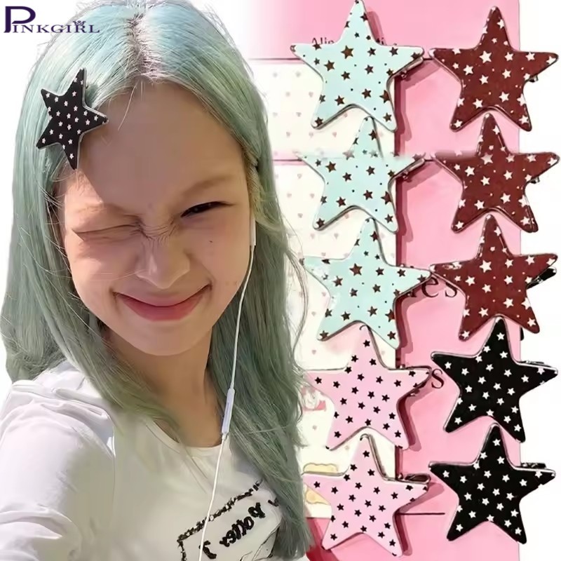 [Chic] 4 Peças De Grampo De Cabelo Coreano Doce Bolinhas Estrela – Acessórios Fofos Charmosos Presilhas Doces Chapéus Fe