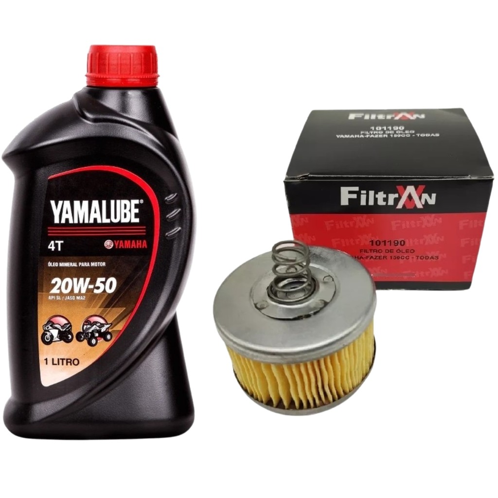 KIT 1 ÓLEO YAMALUBE 4T 20W50 MINERAL API SL + 1 Filtro FILTRAN CROSSER 150 FAZER150 FACTOR 150-125