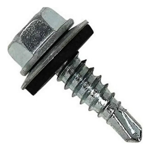 Parafuso Auto Brocante Multi-Fix 12x7/8 Kit 100 Un Aço Galvanizado Autoperfurante C/ Vedação Costura Telha Metal Madeira