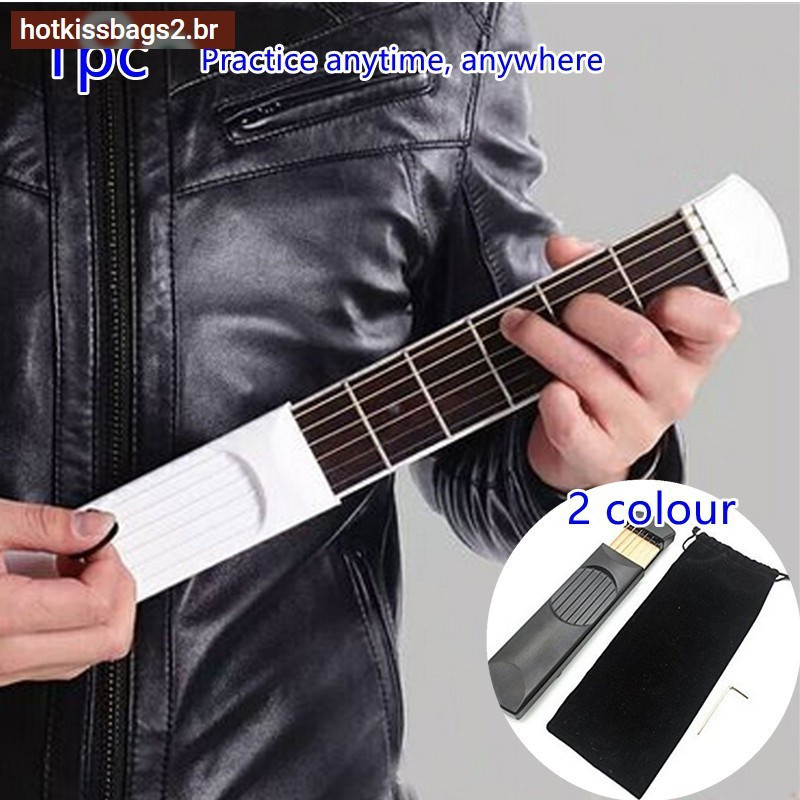 Portátil de bolso Instrumento de guitarra prática ferramenta acústica Gadget 6 cordas 4 Fret modelo para iniciantes