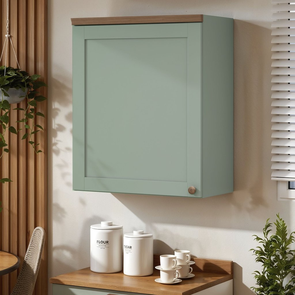 Armário Aéreo para Cozinha 1 Porta Provençal Iluminata Verde/Mint Verde Mint