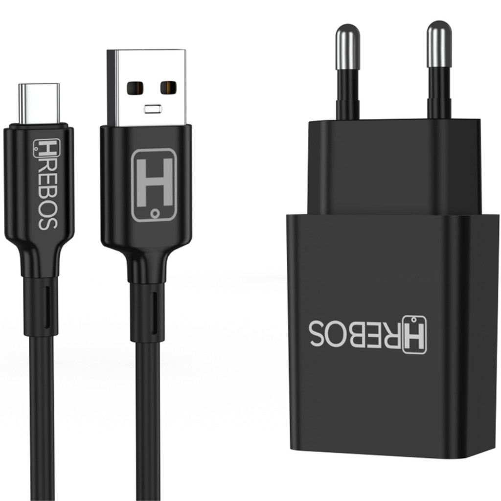 Carregador Turbo Usb-c Hrebos Hs-150c Para Xiaomi Redmi Note Preto