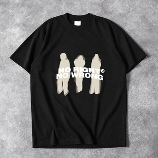 Ins americano abstrato sombra humana impressa camiseta de manga curta das mulheres dos homens pesado puro algodão simple