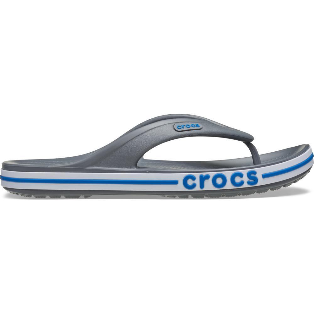 Chinelo Crocs Bayaband Flip Charcoal/Bright Cobalt