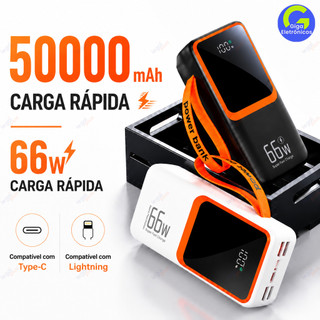 Power Bank 50000mAh Portátil Carregador Rápido PD 22.5W Bateria de Alta Capacidade