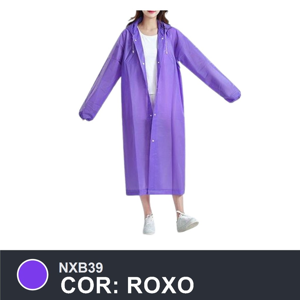 Capa de Chuva Altomex AL-651B Impermeável Reutilizável com Capuz Adulto Cores Variadas - Cor Roxo