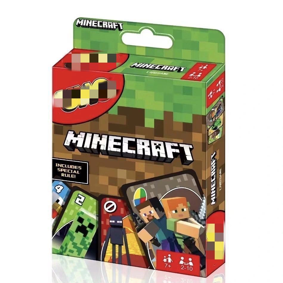 Minecraft Uno Card Board Game Card Group Building Interativo Cartoon Dormitório Pai-Filho Festa Fácil Entretenimento Bri