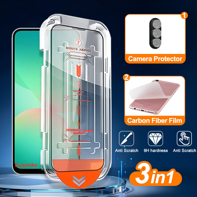 Vidro Temperado 3 Em 1 Samsung A26 Para A56 A36 A26 A16 A55 A35 A25 A15 S24 S25 S26 S23 S22 S21 Ultra Plus FE Protetor D