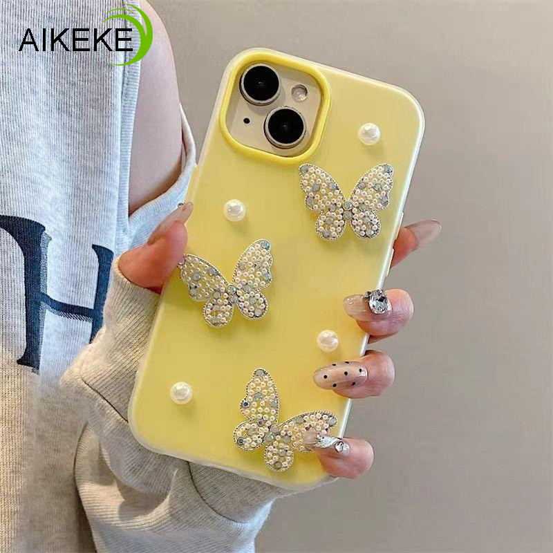 Doce 3D Pearl Butterfly 2 Em 1 Capa De Telefone Para Samsung Galaxy A57 A37 A73 A72 A71 A56 A55 A54 A53 A52 A52S A51 A50