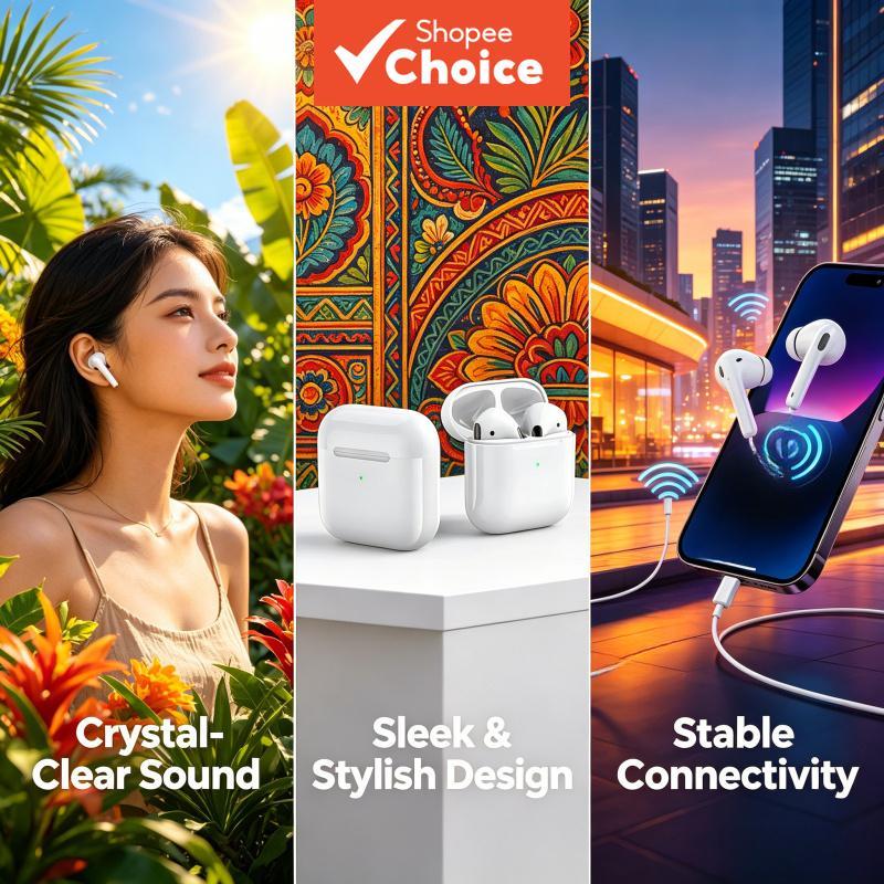 Fones de ouvido TWS Pro4: fone estéreo, fone de ouvido Bluetooth com chip de baixa latência, chamadas sem as mãos, para