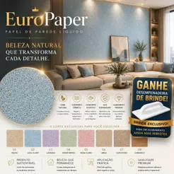 Papel de Parede Líquido EuroPaper Decoração Para Quarto Sala Várias Cores