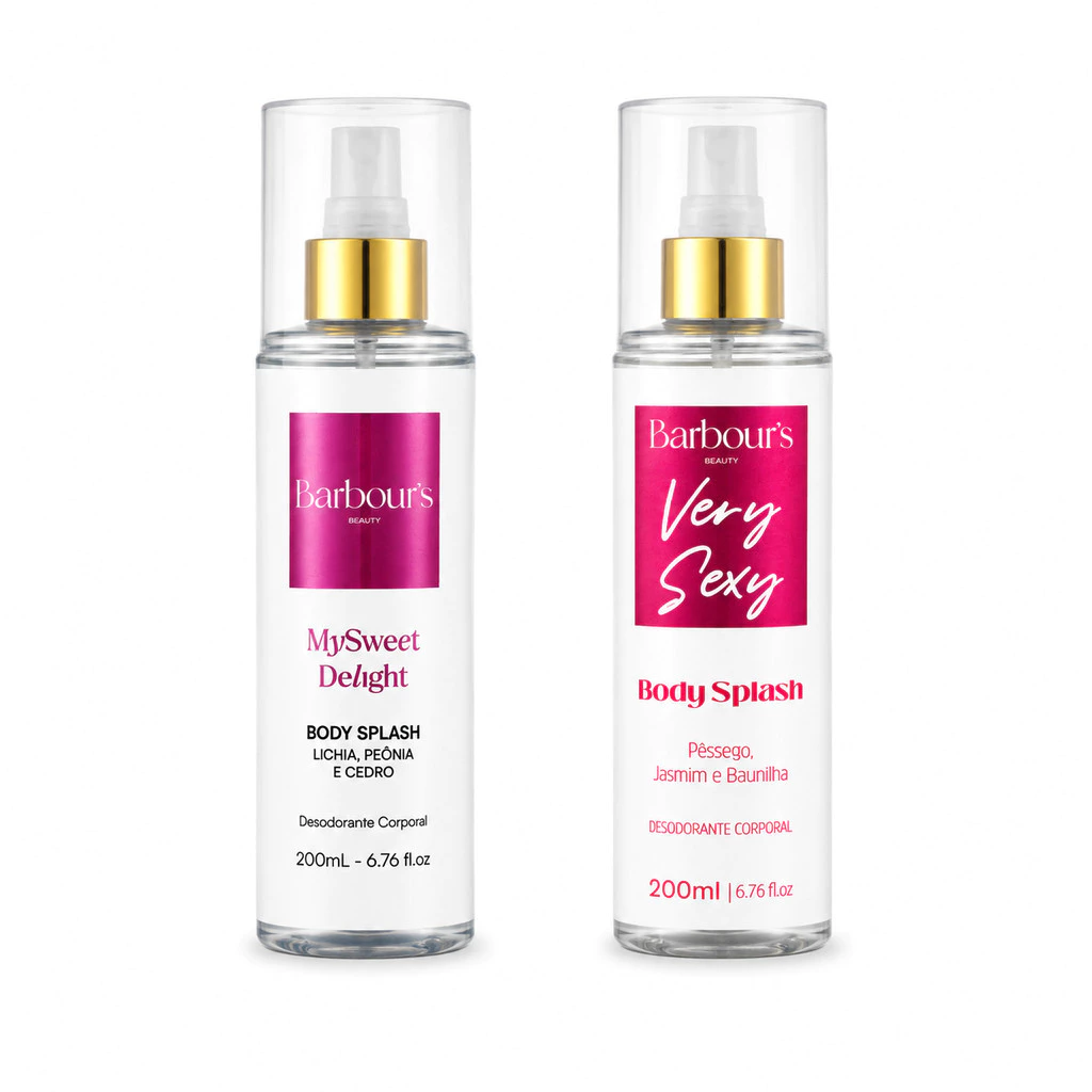 Kit 2 Body Splash Barbour's My Sweet Delight e Very Sexy 200ml Cada – Desodorante Colônia Feminino Alta Fixação — imagem 1