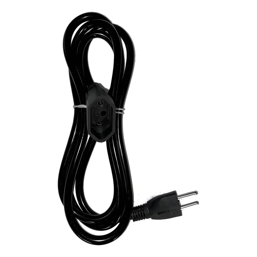 Extensão Elétrica Prolongador Extensor Cabo 2 Metros Cor Preto