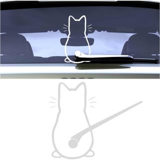Adesivo de Gato Fofo para Limpador de Para-brisa de Carro, Decalque Engraçado de Gato com Cauda Móvel para Decoração do 