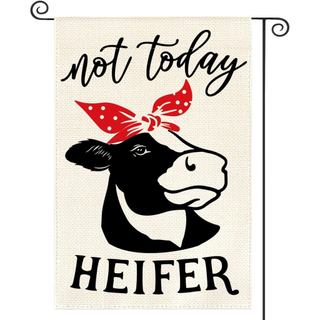 AVOIN Bandeira de Jardim "Not Today Heifer" Vertical Dupla Face, Bandeira Rústica Moderna para Decoração de Quintal e Ex