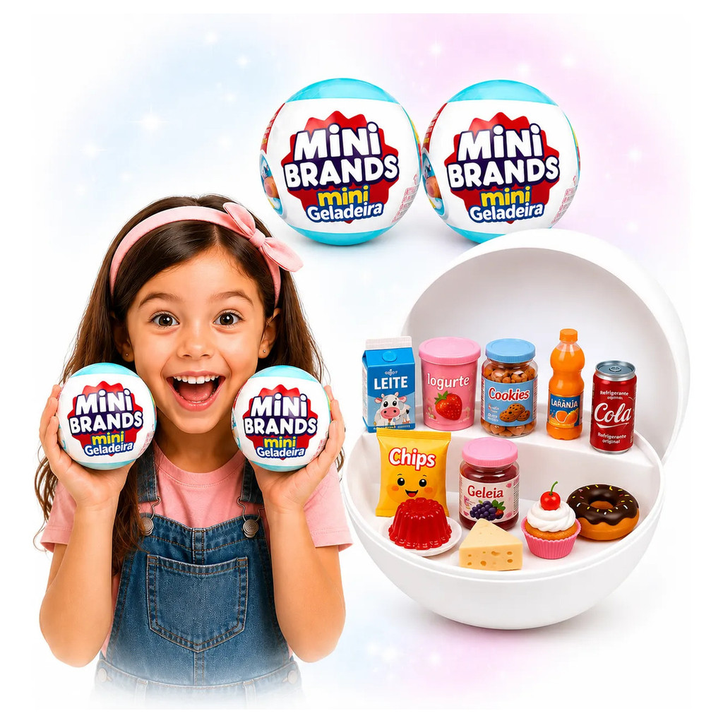 2 Cápsulas Mini Brands Mini Geladeira Bola Surpresa Infantil