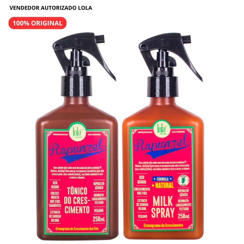 Kit Rapunzel Milk Spray 250ml + Tônico de Crescimento 250ml Lola Cosmetics