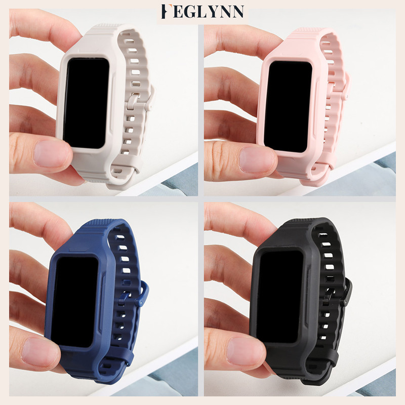Pulseira De Capinha Capa Para Relógio Smartwatch Samsung Fit 3 / Huawei Band 10 9 8 7 Strap Case Suave Silicone Esporte