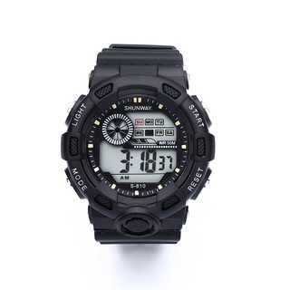 Relógio Digital Esportivo Shunway LED 50M Masculino Preto