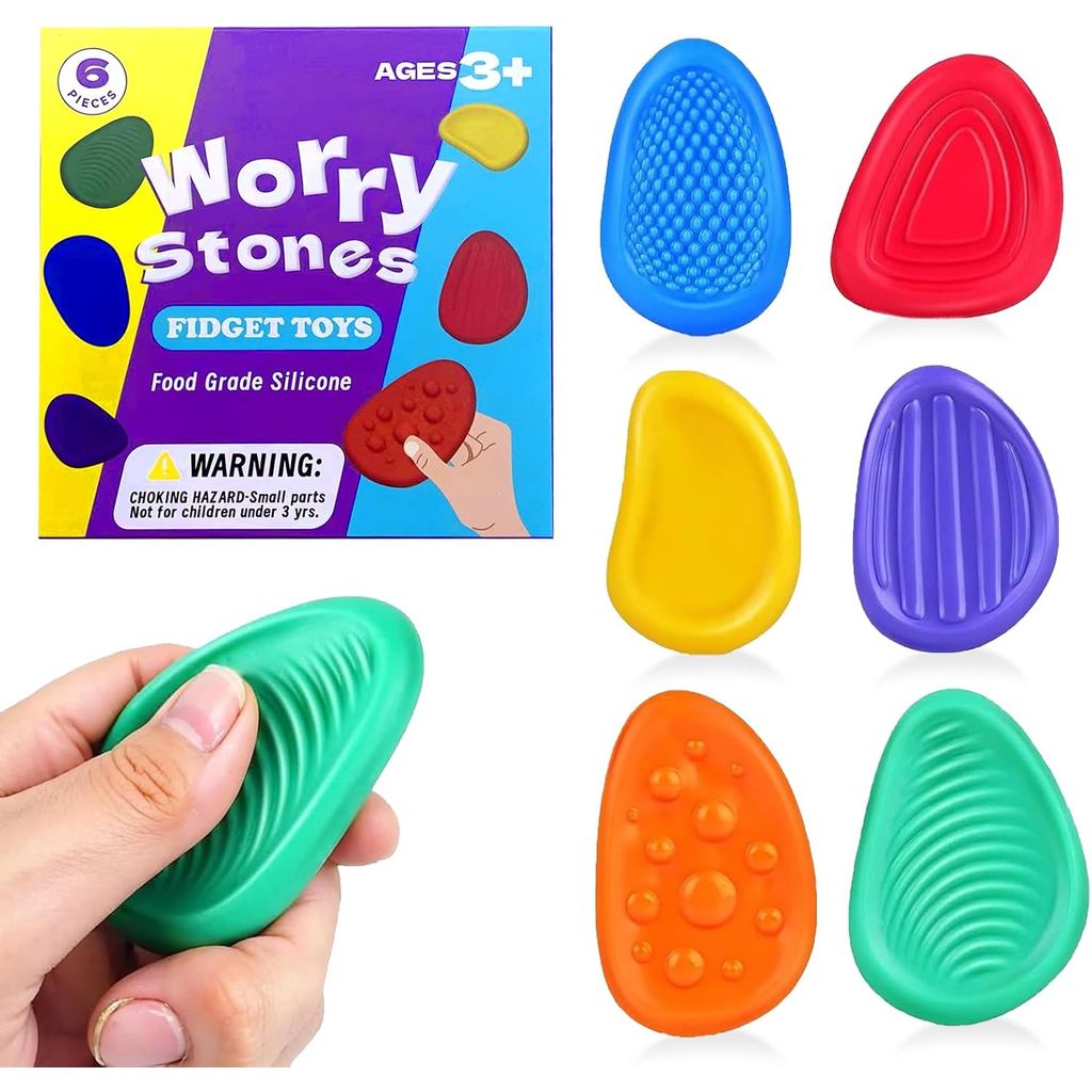 6 Peças de Pedras Sensoriais, Brinquedos Anti-stress para Crianças e Adultos, Pedra Anti-ansiedade, Brinquedos Sensoriai