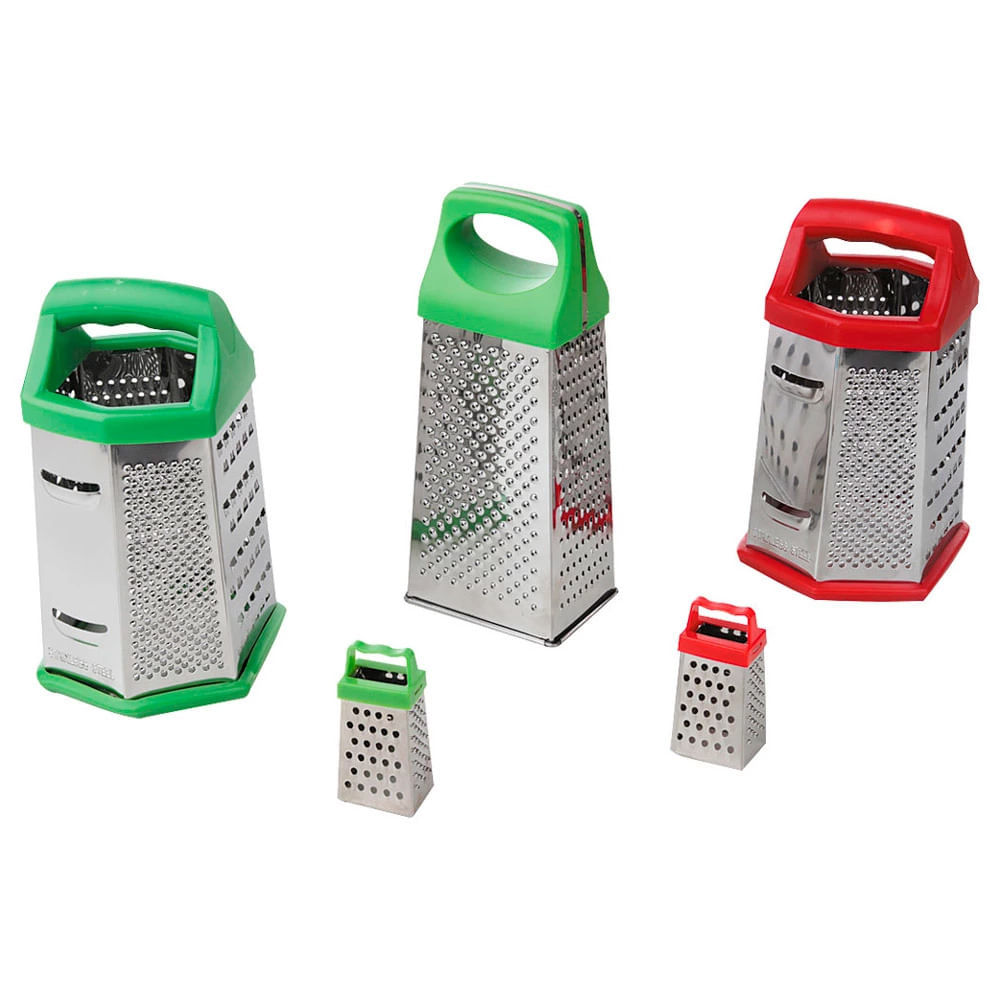 Ralador de Cozinha Manual Cazza em Inox com 6 Faces - Item Sortido