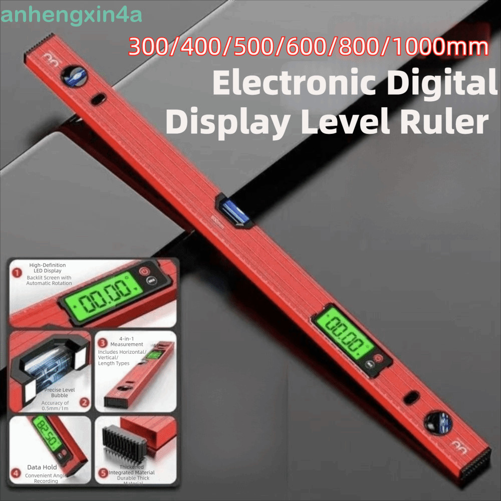 Régua De Nível Digital ANHENGXIN , Medidor De Ângulo De Liga De Alumínio De 30/40/50/60/80/100 Cm , Display LCD