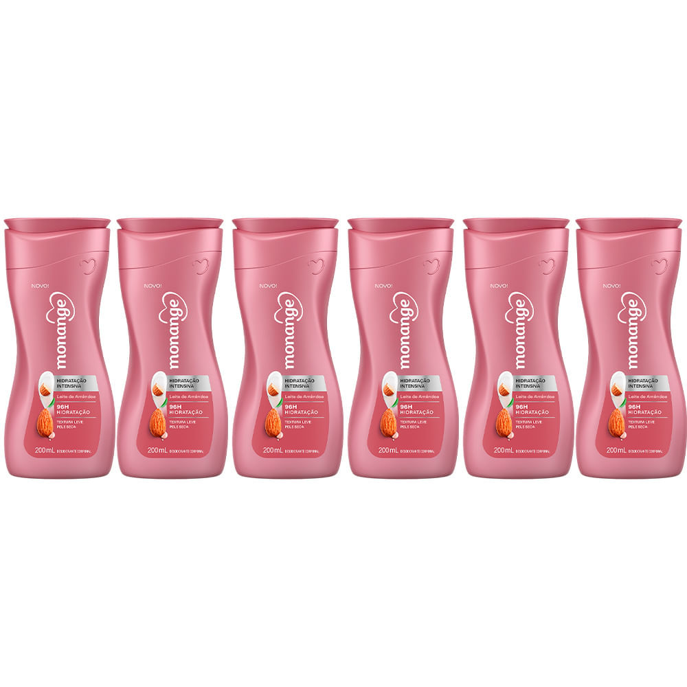 Kit Creme Hidratante Corporal Monange Leite De Amêndoas 200ml - 6 Unidades