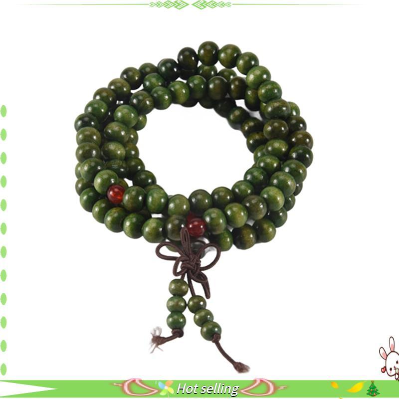 Imagem [Qualidade C] Azeitona Verde Sândalo Contas Buda Budista Stretch Colar Rosário 29 "