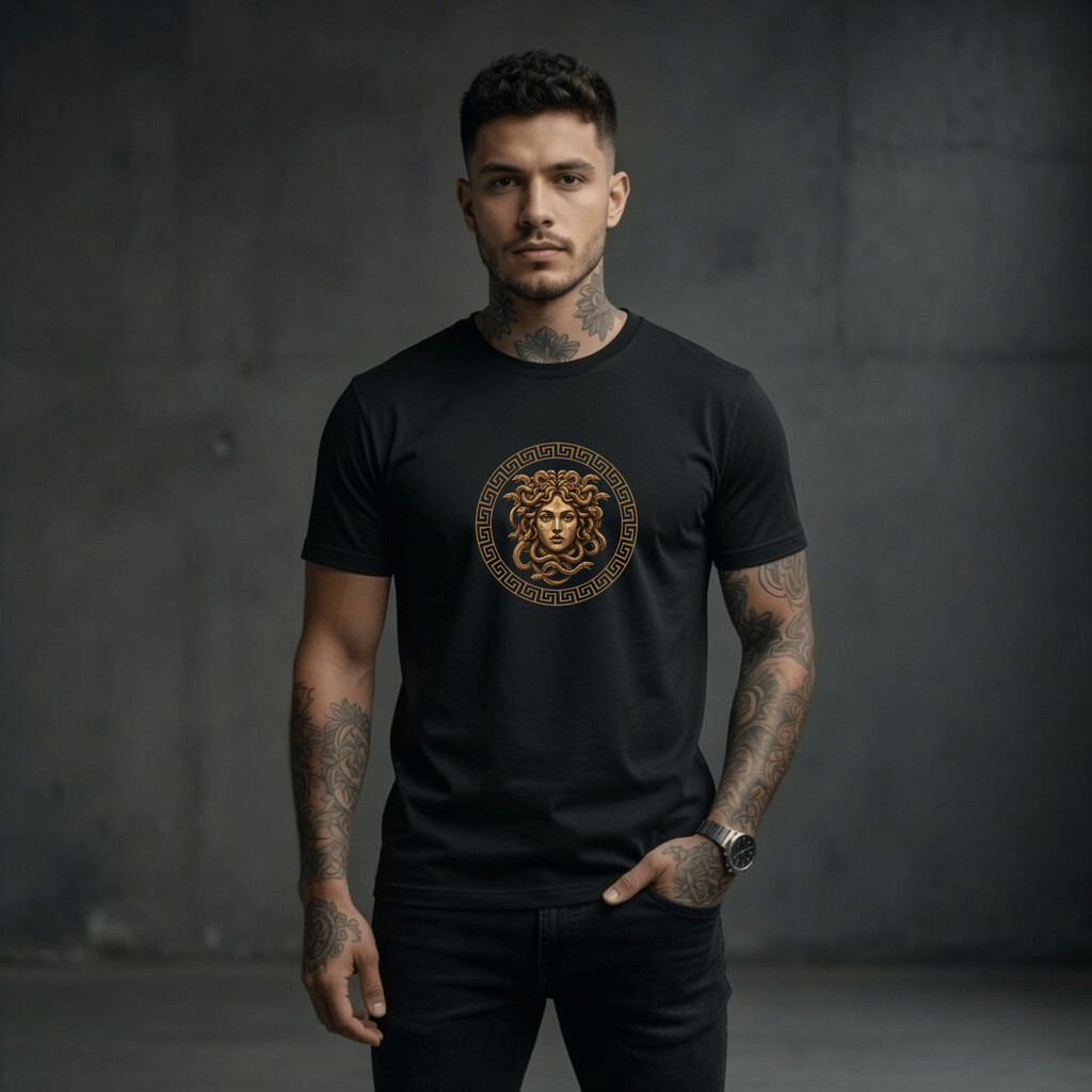Camiseta Masculina Estampada Medusa 100% Algodão Premium Camisa Blusa Homem Academia Confortavel Plus Size