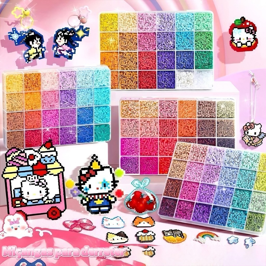 Conjunto Mini Perler Hama Beads 2.6mm 24 Cores 12000pcs Caixa Presente DIY para Criança