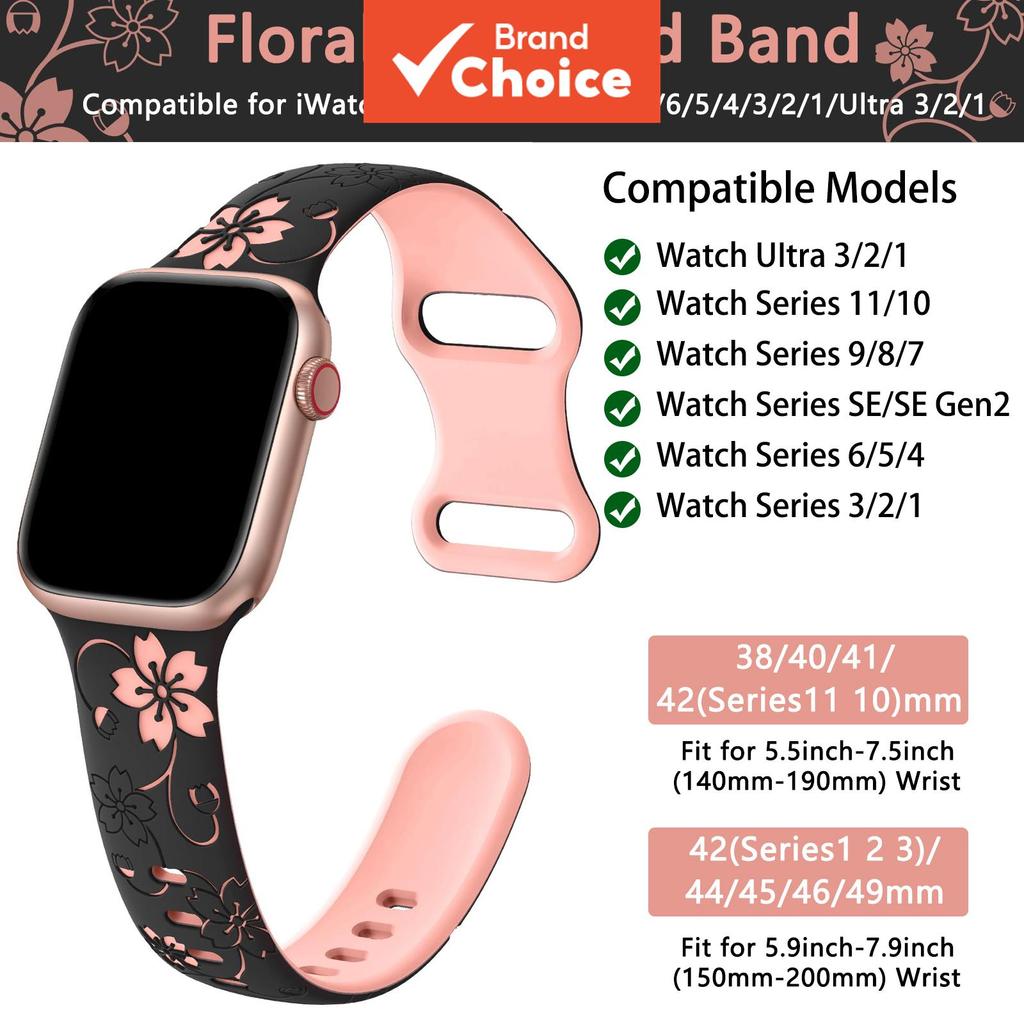 Flor Gravada Pulseira De silicone Para iwatch 49 45 44 42 41 40 38 46mm Apple Watch Ultra 3 2 SE Série 11 10 9 8 7 6 5