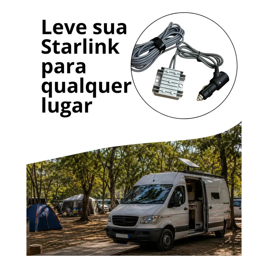 Conversor 30v Starlink Veicular Plugue / Garra Jacaré Dc-dc 12v/24v Cabo 5m — imagem 2 de 2