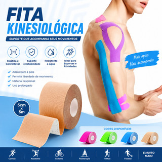 Fita Kinesiológica 5cm x 5m – Bandagem Elástica Adesiva para Suporte Muscular, Estabilização e Uso Esportivo