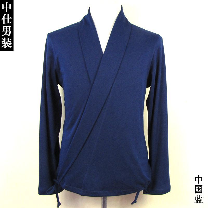 Zhongshi roupa masculina de três cores primavera outono manga comprida masculina Hanfu Zen roupas estilo chinês Diagonal