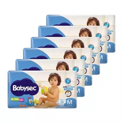 Fralda Descartável Babysec Galinha Pintadinha Ultra Mega Tamanho M - 6 Pacotes com 38 Fraldas - Total 228 Tiras
